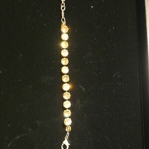 Sabika Gold Bracelet with Yellow Crystal Line